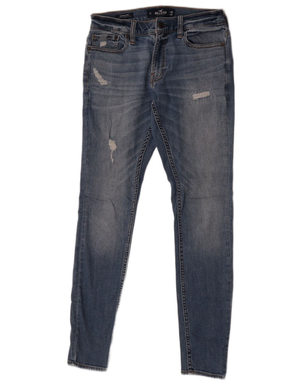 Женские потертые джинсы скинни Hollister W30 L32, синий хлопок