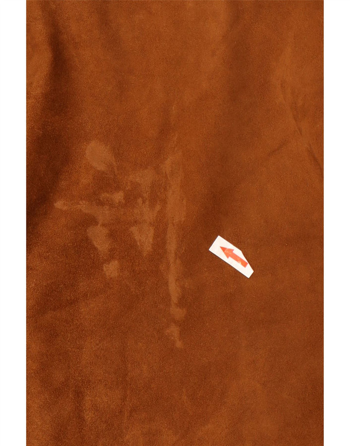 Винтажная мужская замшевая куртка, размер 62, 4XL, коричневая кожа