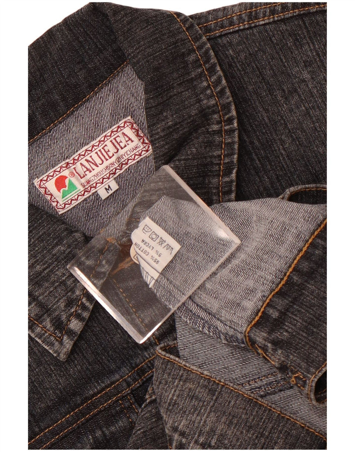 Винтажная женская укороченная джинсовая куртка UK 12, хлопок среднего серого цвета