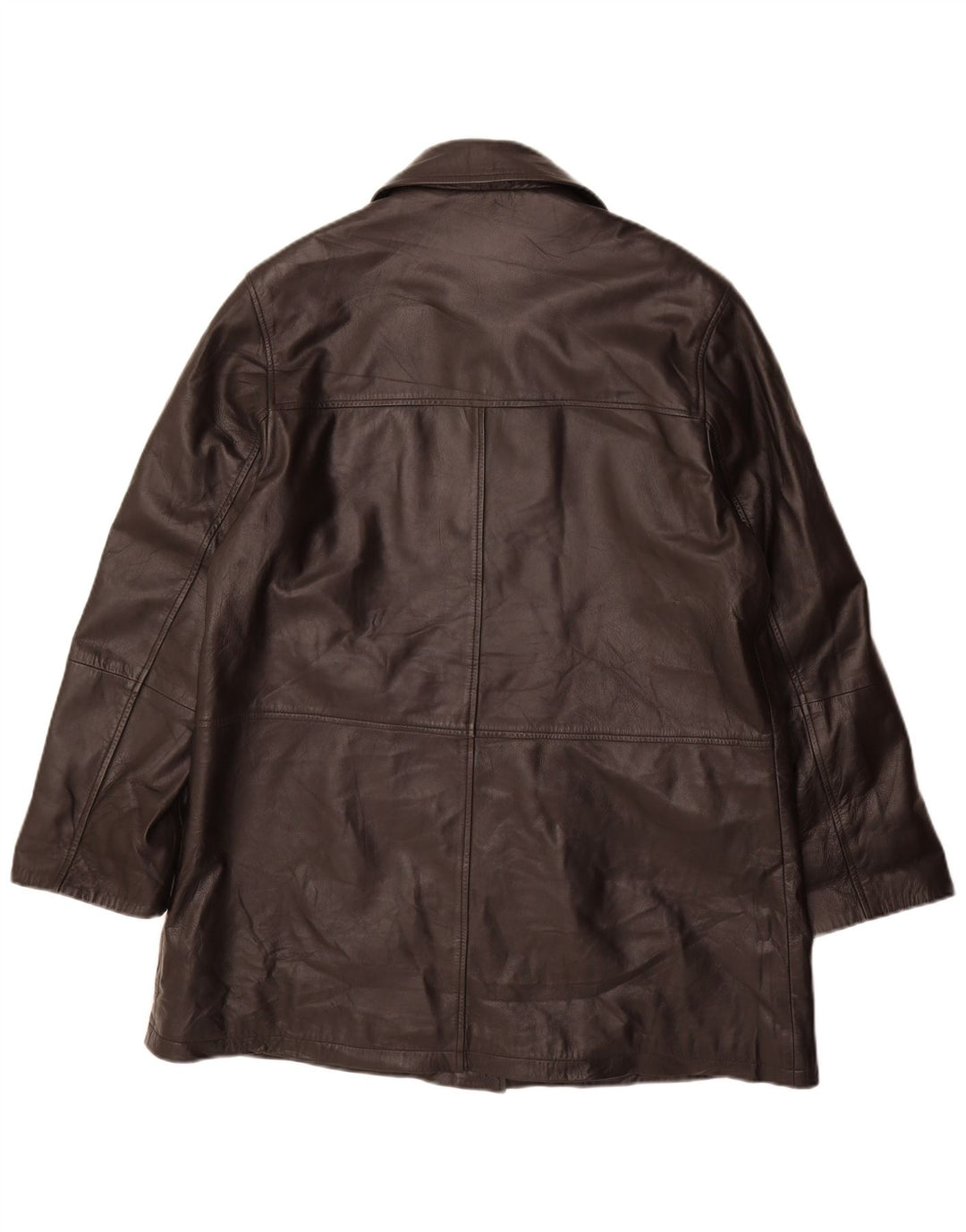 Винтажное женское кожаное пальто IT 46, большое черное кожаное