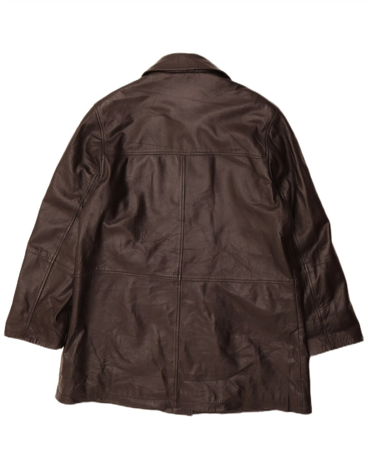 Винтажное женское кожаное пальто IT 46, большое черное кожаное