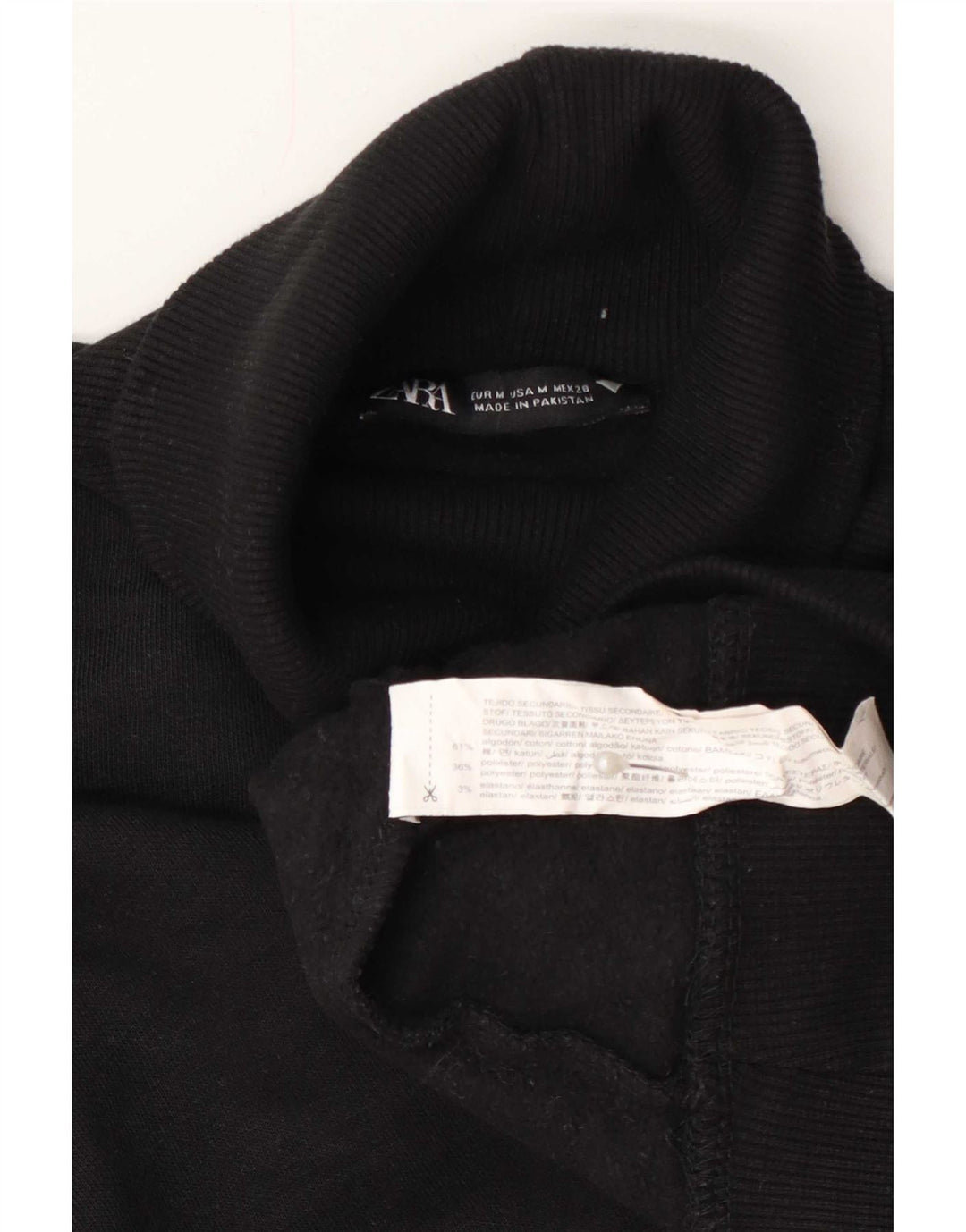 Женский джемпер с высоким воротником Zara UK 14, хлопковый средний черный цвет