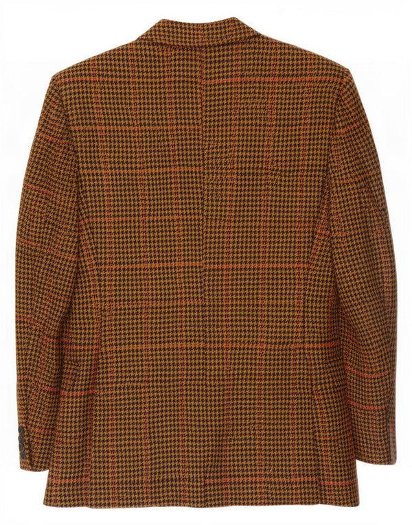 Guabello Mens 2 Button Blazer Jacket IT 46 Small Brown Houndstooth Wool