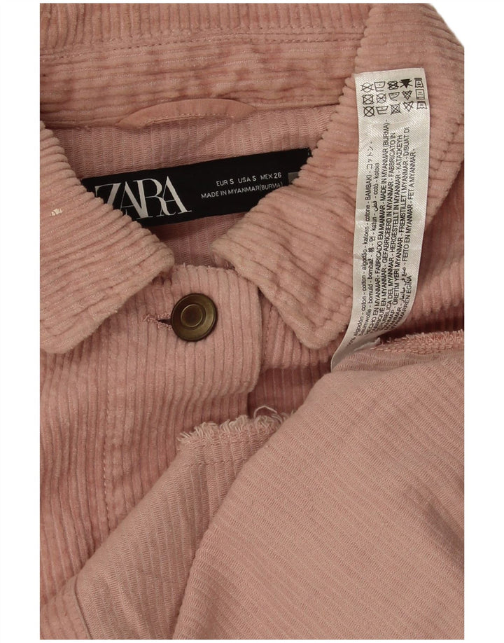 Женская вельветовая рубашка оверсайз Zara UK 10, маленькая розовая