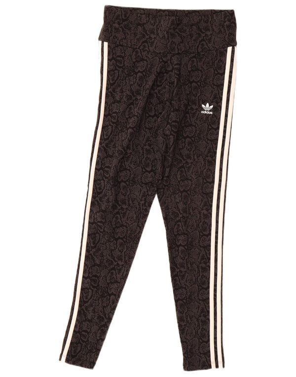 Женские леггинсы Adidas UK 12/14, средний черный, хлопок с животным принтом