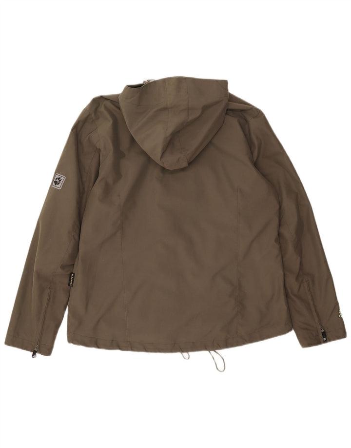 Женская дождевик с капюшоном Jack Wolfskin UK 14/16, большой полиэстер цвета хаки