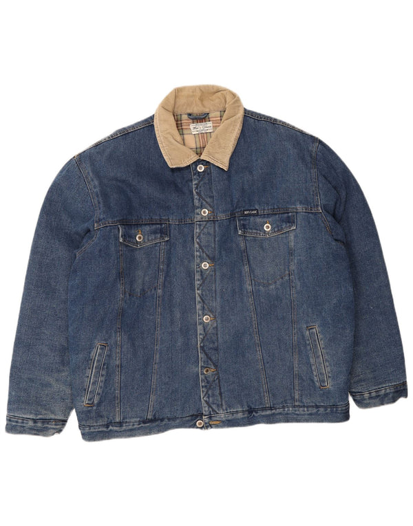 Винтажная мужская джинсовая куртка из шерпа, Великобритания 44, 2XL, синяя, хлопок