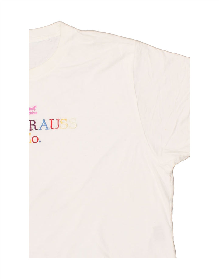 LEVI'S Womens Oversized Graphic T-Shirt Top UK 14 Medium White Vintage Levi's and Second-Hand Levi's from Messina Hembry 