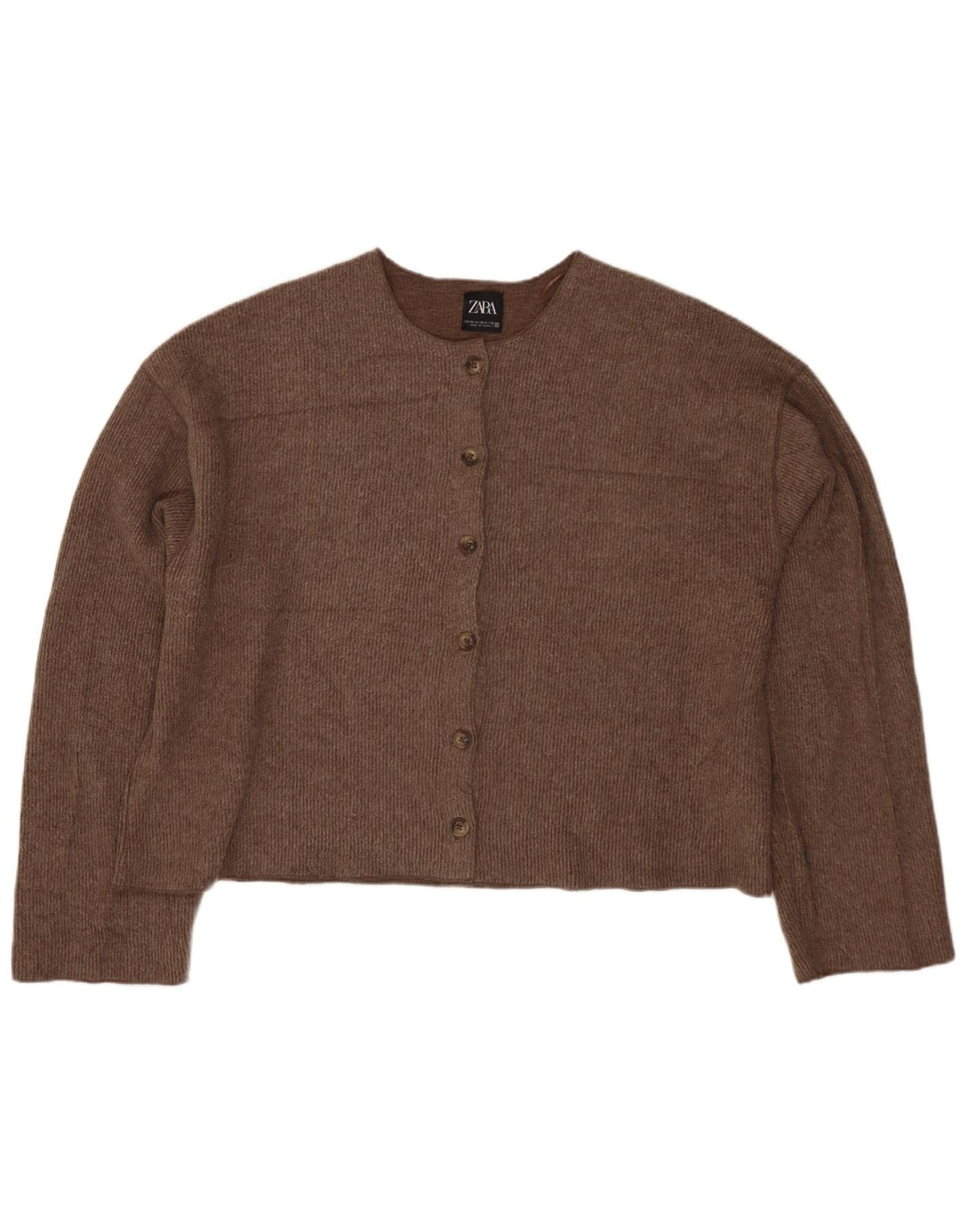 Женский укороченный кардиган Zara UK 18 XL, коричневый полиэстер