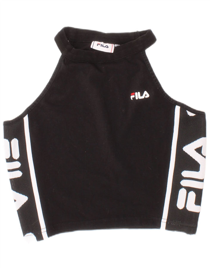 Женский укороченный топ с рисунком Fila XS, черный хлопок