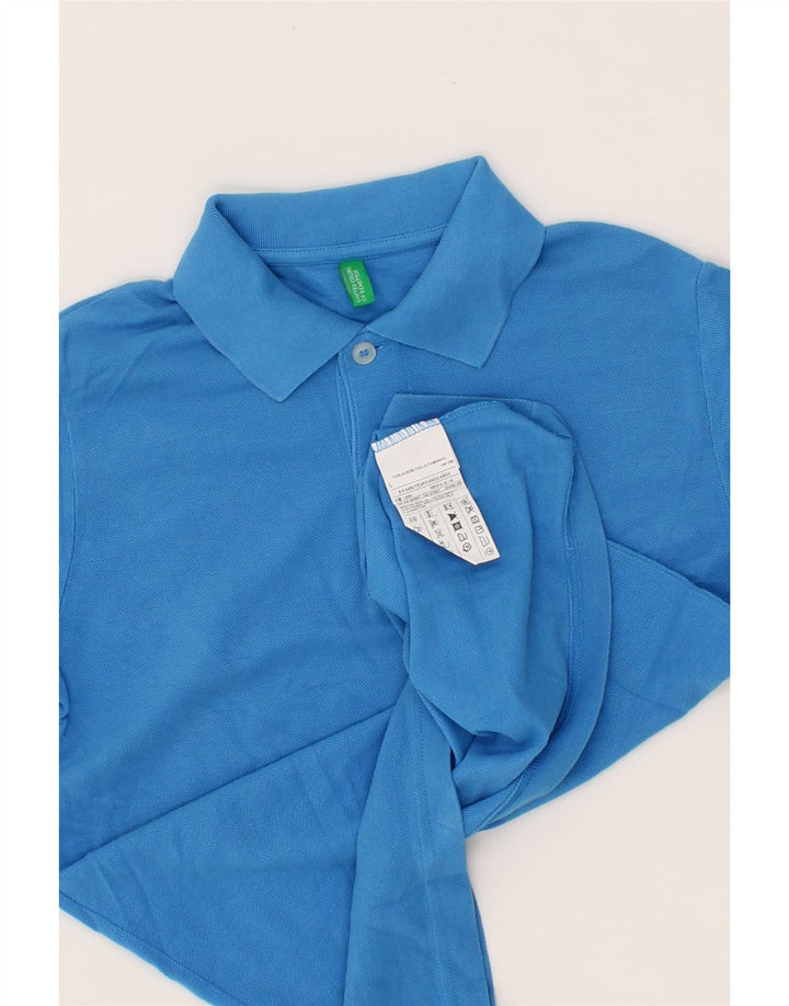 BENETTON Boys Polo Shirt 8-9 Years Large Blue Cotton Vintage Benetton and Second-Hand Benetton from Messina Hembry 