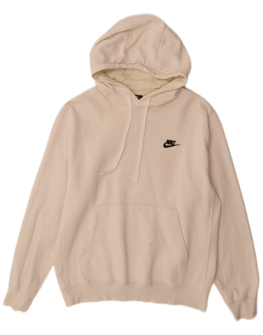 NIKE Mens Hoodie Jumper Small Off White Cotton
