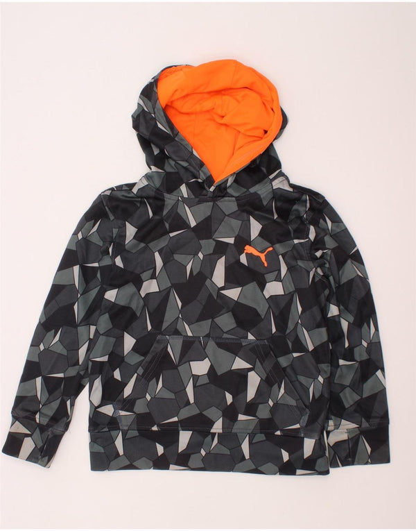 Толстовка PUMA для мальчиков 7–8 лет, маленький серый полиэстер с геометрическим рисунком