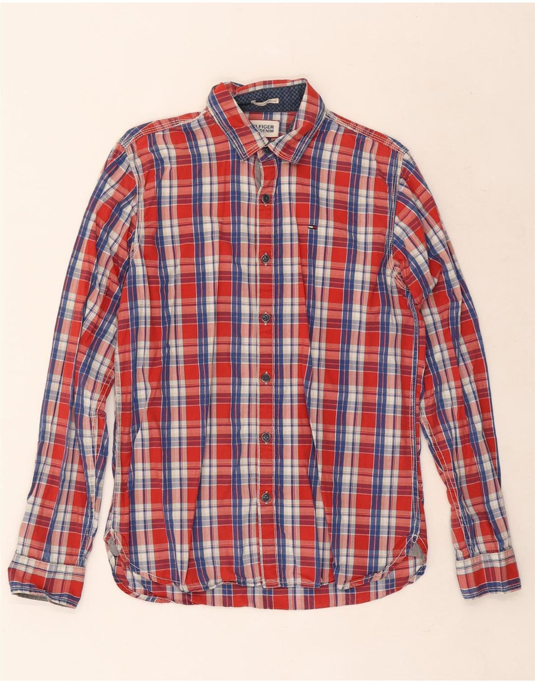 Мужская рубашка Tommy Hilfiger, маленькая красная клетка, хлопок