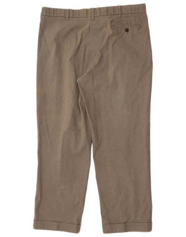 Marks & Spencer Mens Pegged Suit Trousers W40 L31 Khaki Cotton