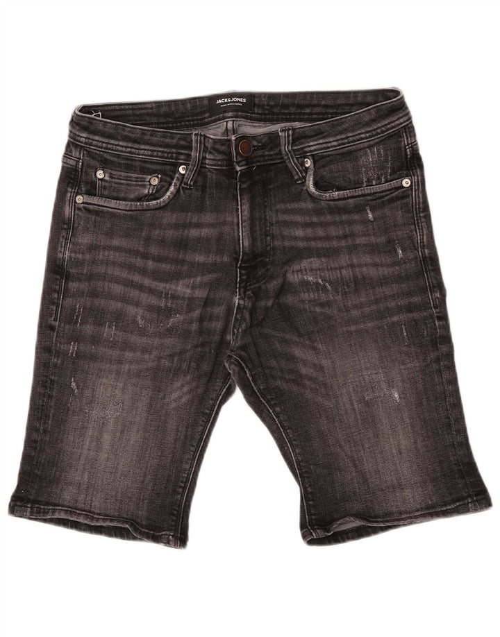 Jack & Jones Мужские джинсовые шорты с потертостями, маленькие, серые, хлопок, W30