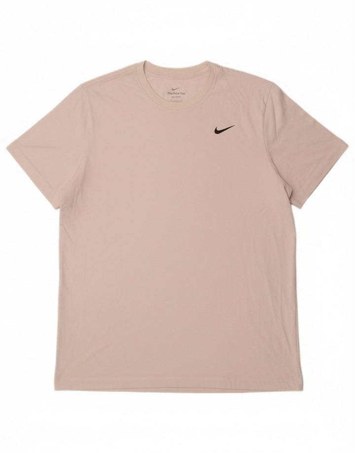 NIKE Mens Dri Fit T-Shirt Top XL White Cotton