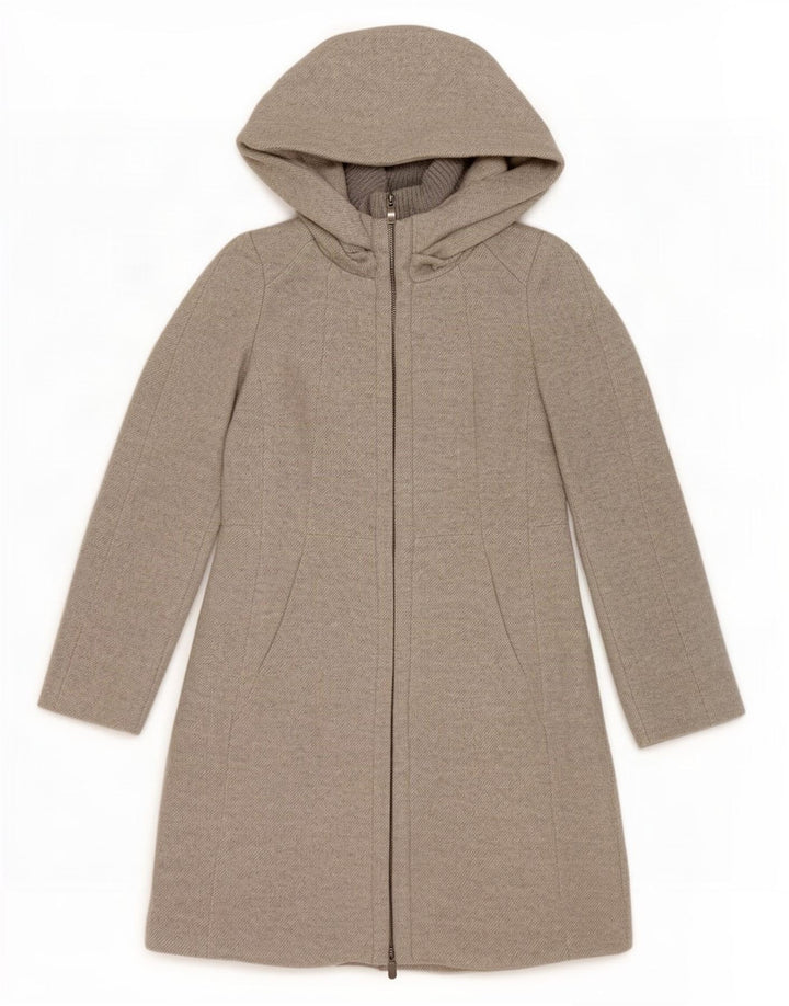 Женское пальто с капюшоном Zara UK 12, средний серый акрил