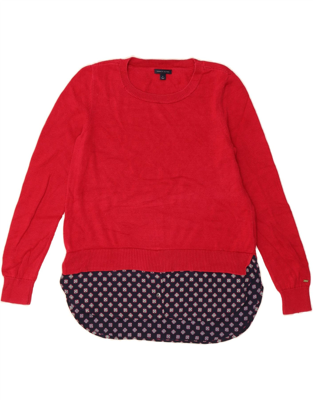 TOMMY HILFIGER Womens Boat Neck Jumper Sweater UK 12 Medium Red Vintage Tommy Hilfiger and Second-Hand Tommy Hilfiger from Messina Hembry 