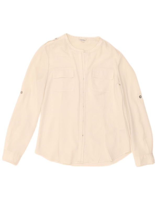 Calvin Klein Womens Shirt Blouse UK 10 Small White Polyester