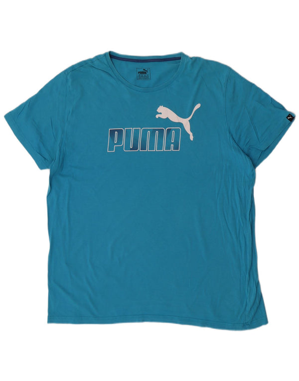 Мужская футболка с рисунком Puma 2XL, синяя, хлопок