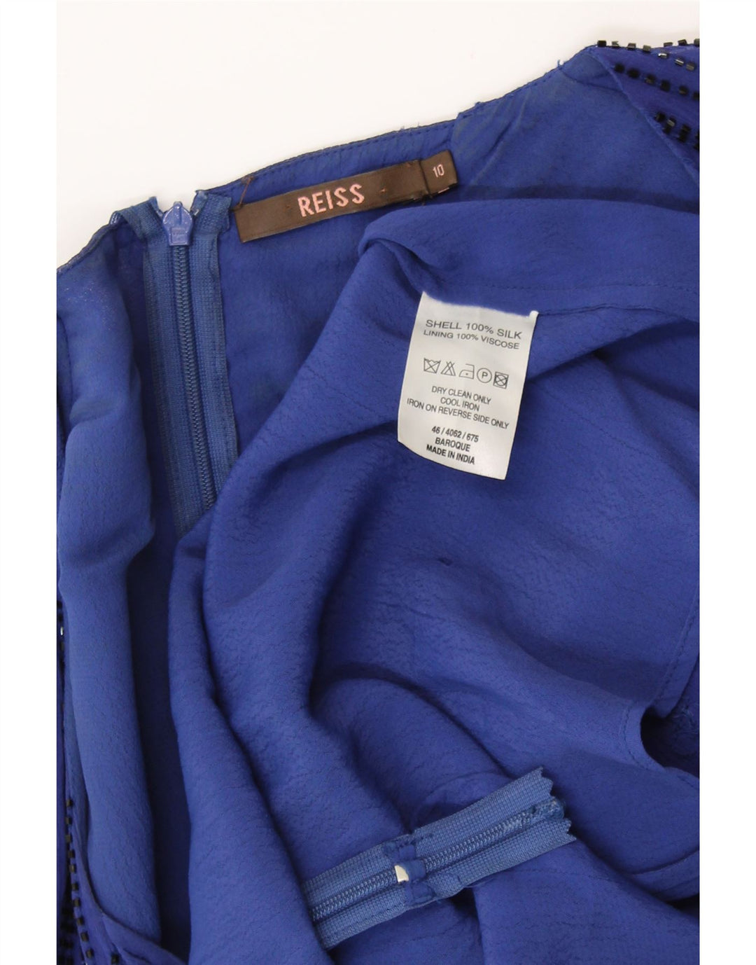 Женская блузка REISS Top UK 10, маленькая, синяя, шелковая