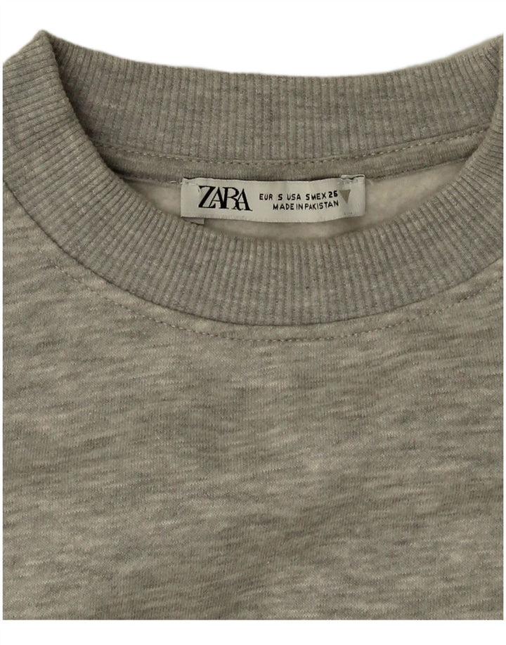 Женский укороченный свитшот оверсайз Zara UK 10, маленький серый в крапинку