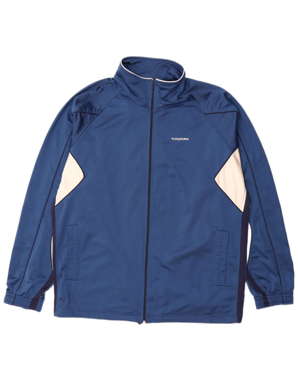 Мужской спортивный костюм Diadora 2XL, синий полиэстер с цветными блоками