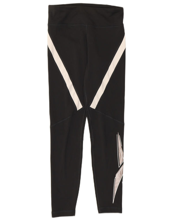 Женские леггинсы Reebok Speed Wick UK 8/10, маленькие черные, полиэстер с цветными блоками