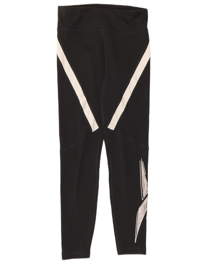 Женские леггинсы Reebok Speed Wick UK 8/10, маленькие черные, полиэстер с цветными блоками