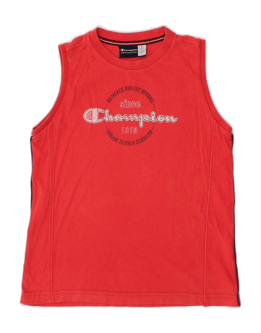 CHAMPION Boys Graphic Vest Top 9-10 Years Red Cotton Vintage Champion and Second-Hand Champion from Messina Hembry 