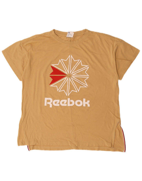 Женская футболка с рисунком Reebok Top UK 20/22 XL Бежевый хлопок