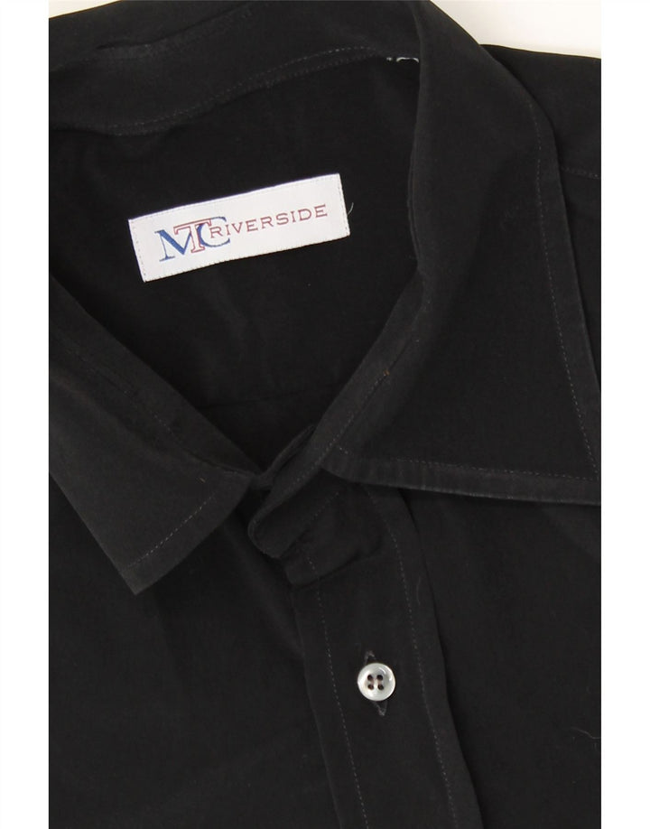 VINTAGE Mens Short Sleeve Shirt Large Black Polyester Vintage Vintage and Second-Hand Vintage from Messina Hembry 
