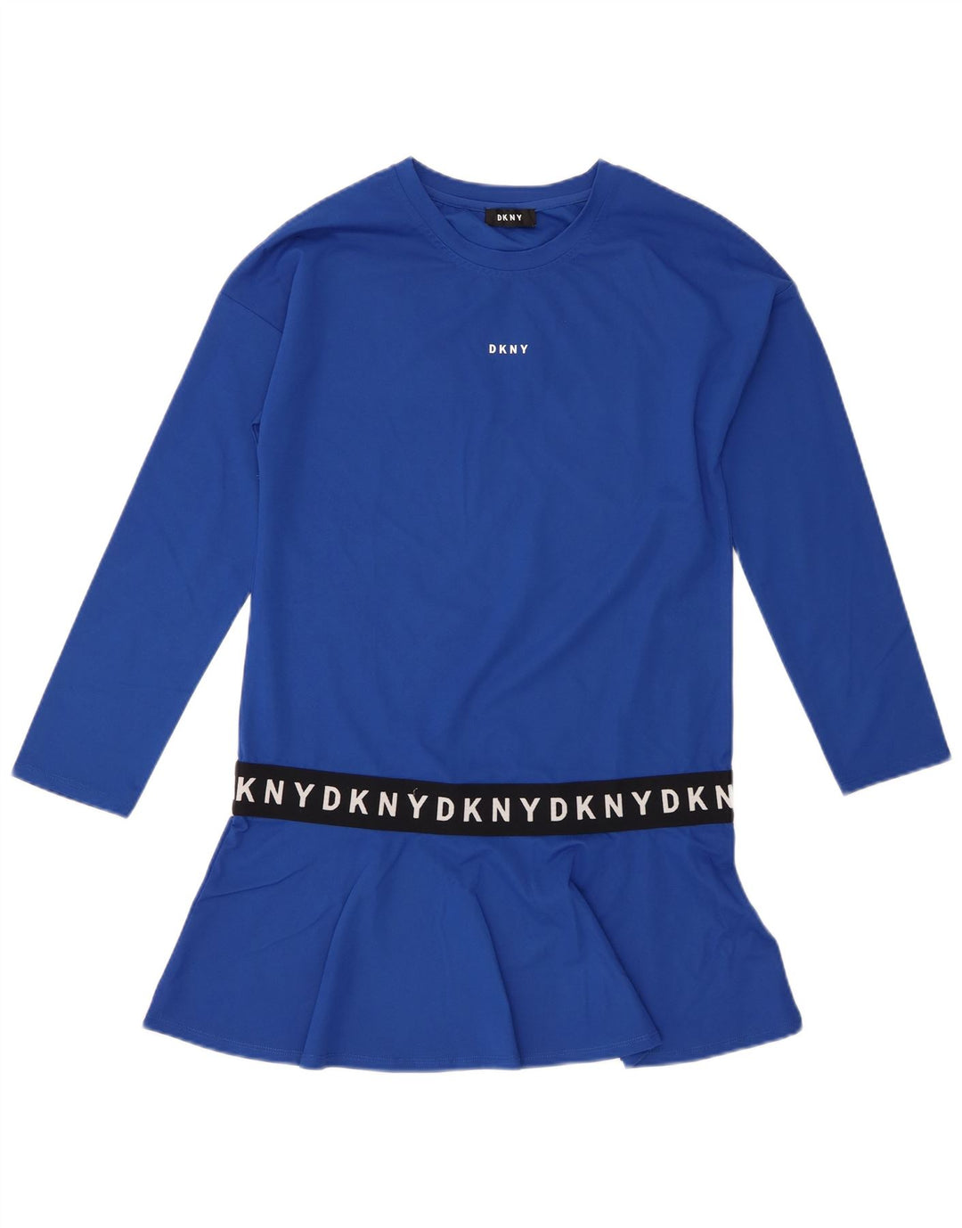 Dkny Женская туника с длинными рукавами и рисунком UK 14, средний синий вискоза