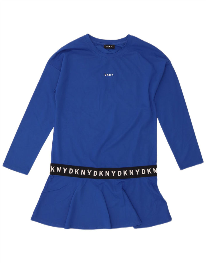 Dkny Женская туника с длинными рукавами и рисунком UK 14, средний синий вискоза