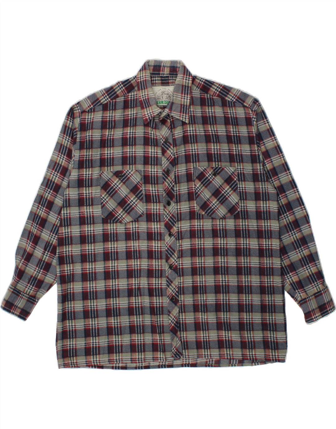 VINTAGE Mens Flannel Shirt Large Grey Check Cotton Vintage Vintage and Second-Hand Vintage from Messina Hembry 