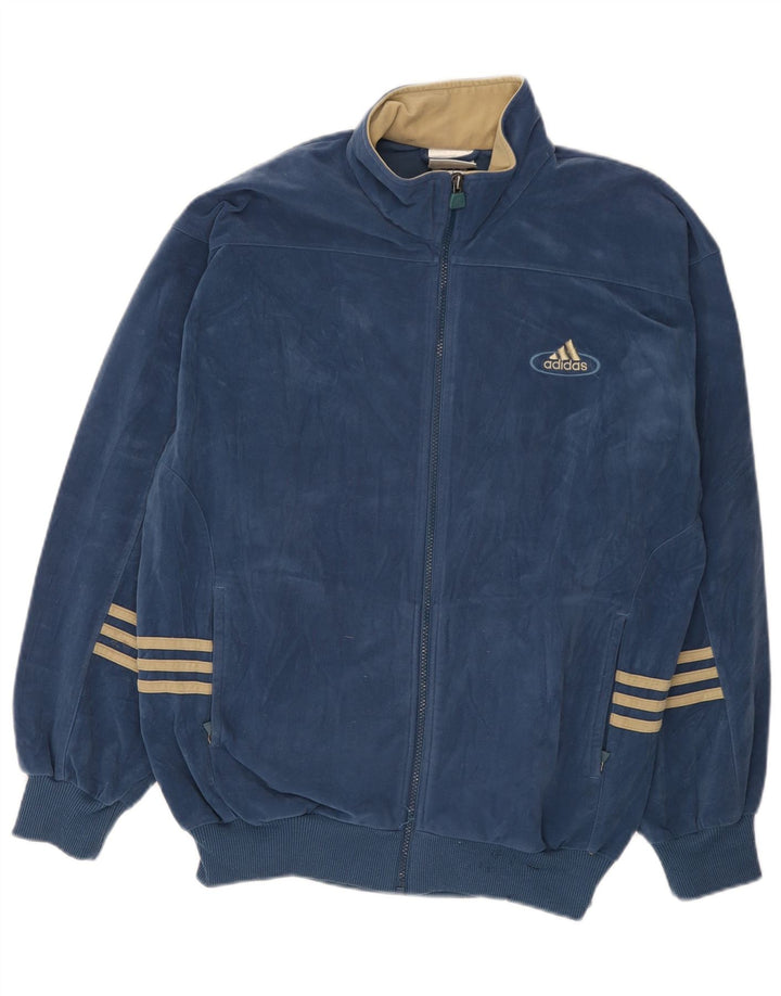 Мужская велюровая спортивная куртка Adidas UK 40/42, средний темно-синий полиэстер