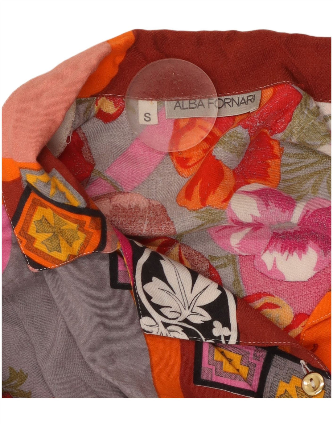 Рубашка женская оверсайз ALBA FORNARI UK 10 маленькая разноцветная в стиле пэчворк