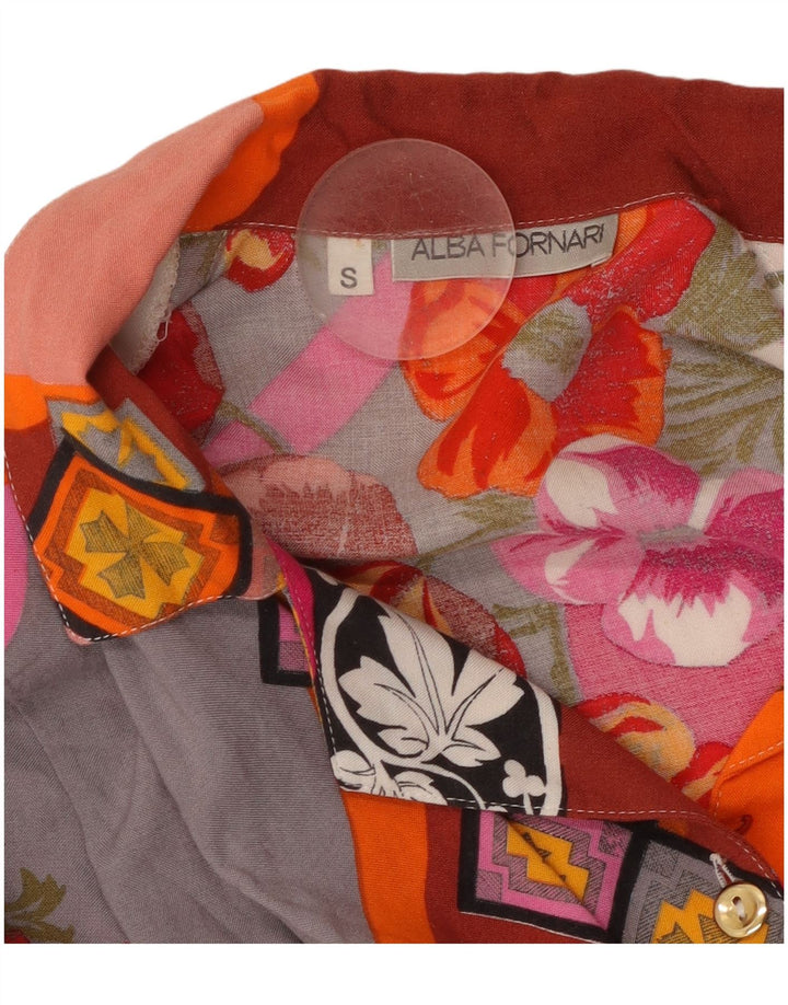 Рубашка женская оверсайз ALBA FORNARI UK 10 маленькая разноцветная в стиле пэчворк