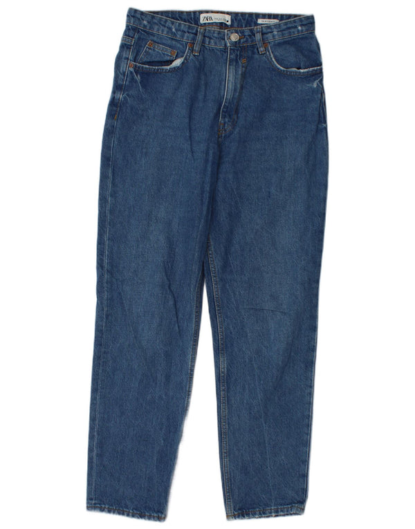 Zara Womens Mom High Rise Tapered Jeans EU 38 Small W28 L27 Blue Cotton
