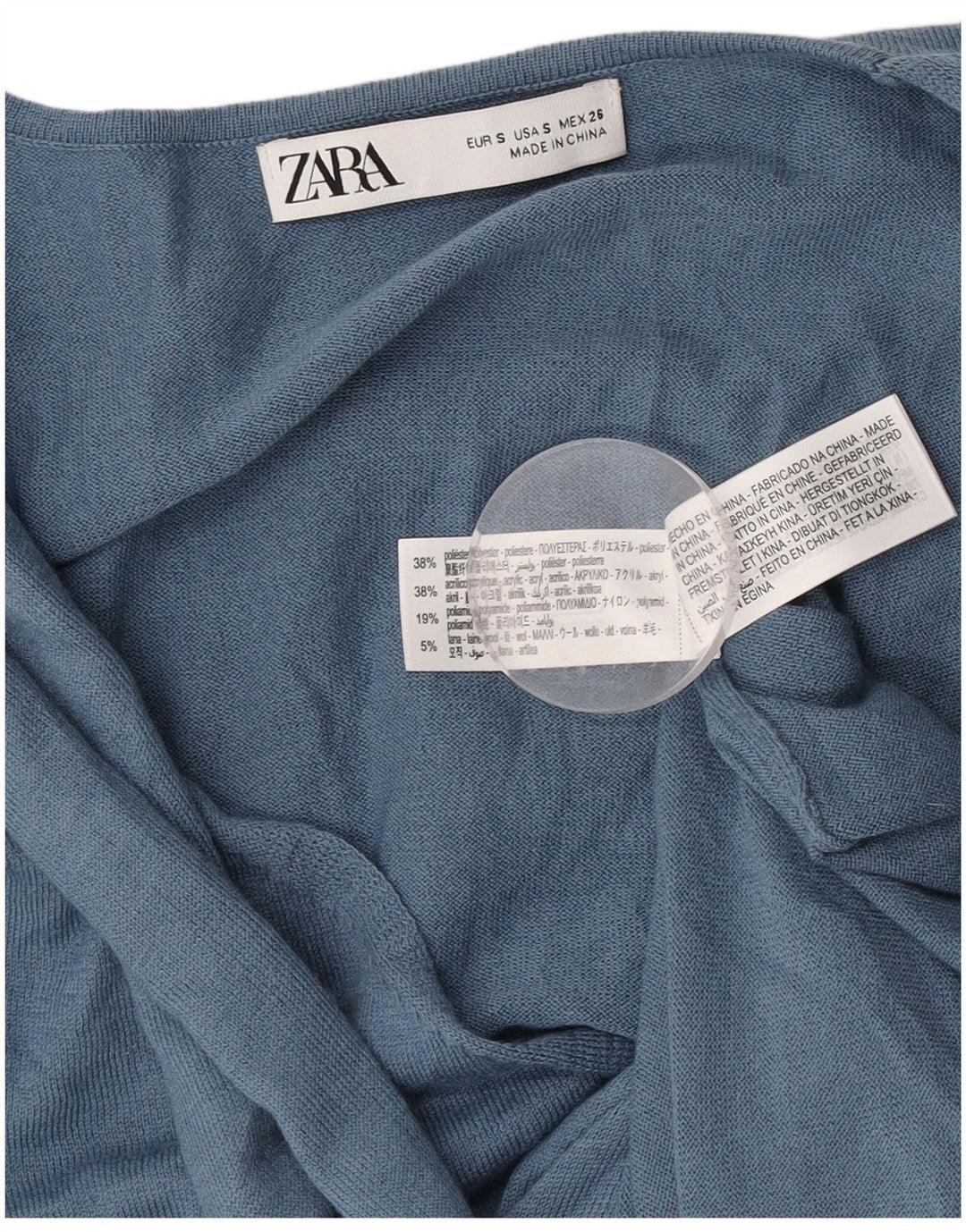 Женское платье-джемпер Zara с завязкой спереди и длинными рукавами, Великобритания, 10, маленький синий полиэстер