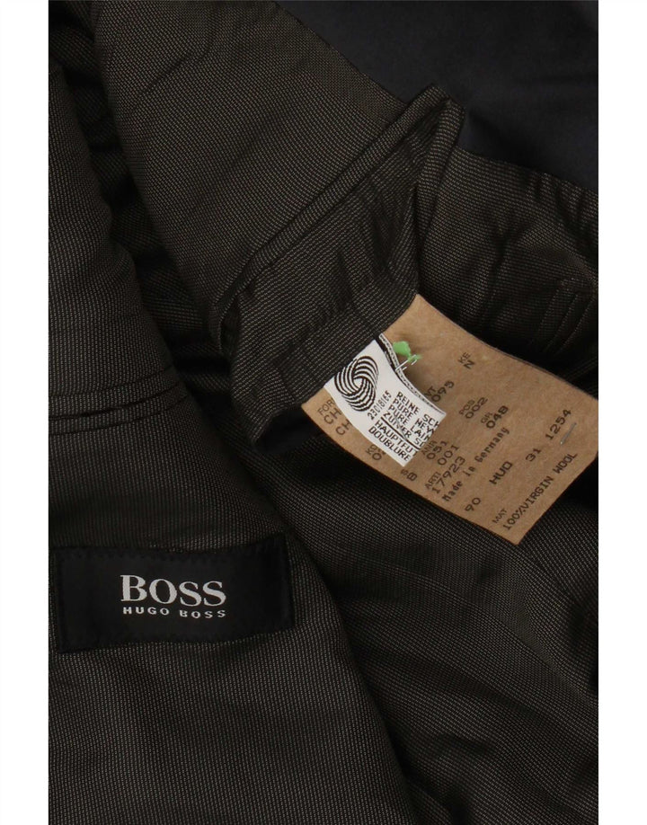 Мужской пиджак с 3 пуговицами Hugo Boss EU 48, средний темно-синий из натуральной шерсти