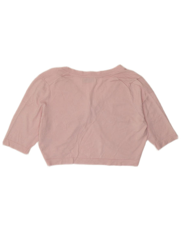 Женский укороченный кардиган с короткими рукавами Marks & Spencer UK 14, средний розовый