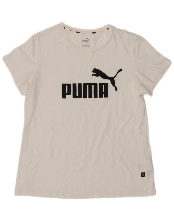 Женская футболка с рисунком Puma Top UK 12, средний белый хлопок, белый цвет