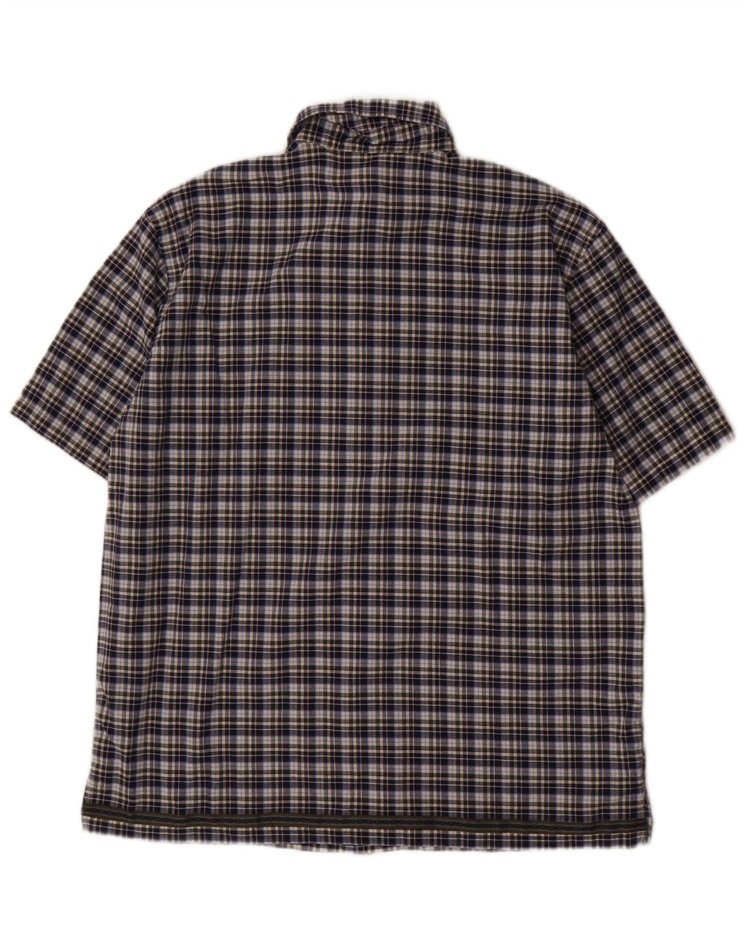 Рубашка BENETTON с короткими рукавами для мальчиков 11–12 лет, XL, темно-синяя клетка, хлопок