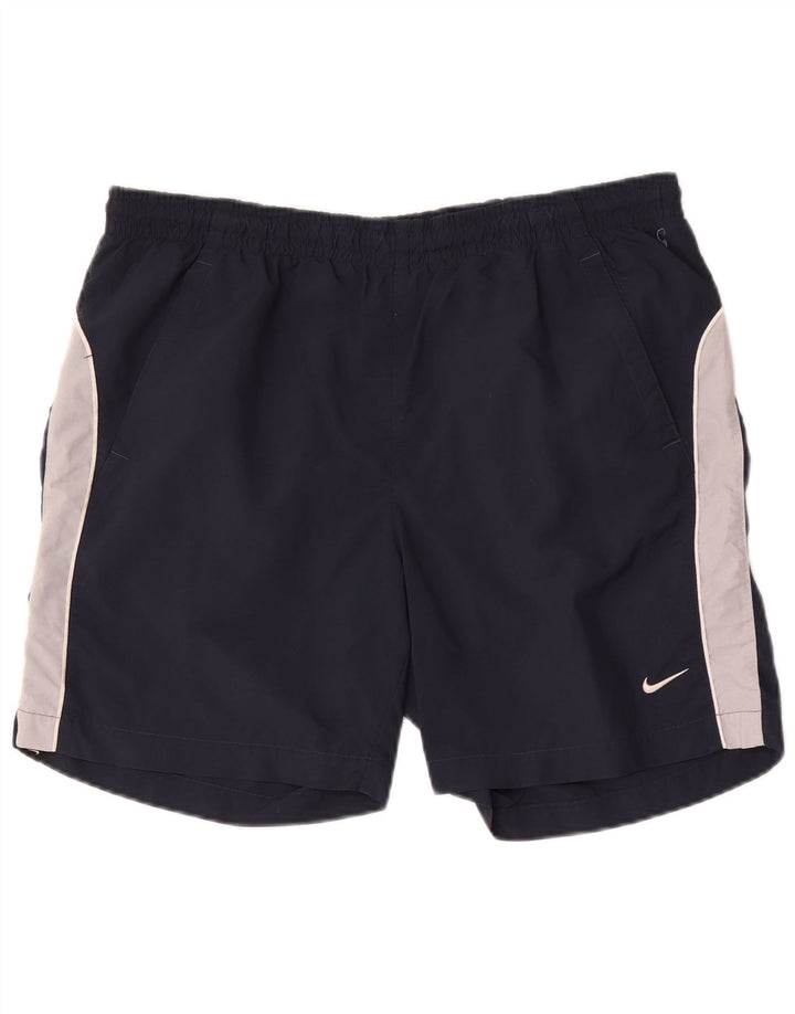 Мужские шорты для плавания Nike, большие нейлоновые темно-синие с цветными блоками