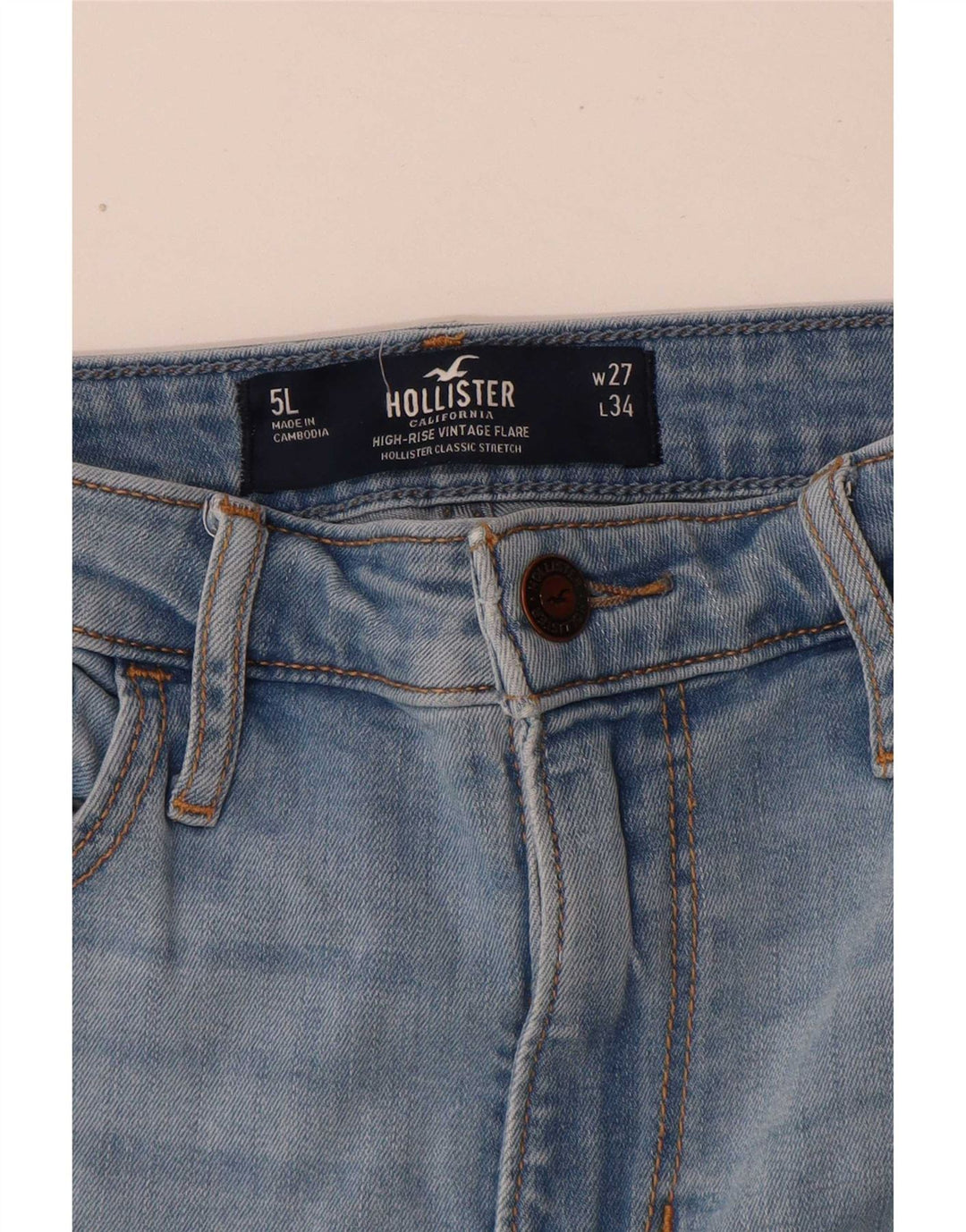 Женские расклешенные джинсы Hollister W27 L34, синий хлопок