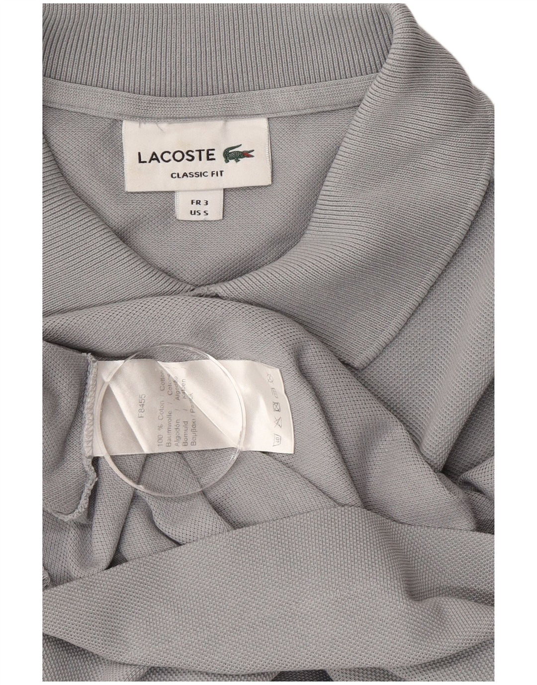 Мужская рубашка-поло классического кроя Lacoste, размер 3, маленькая, серая, хлопковая