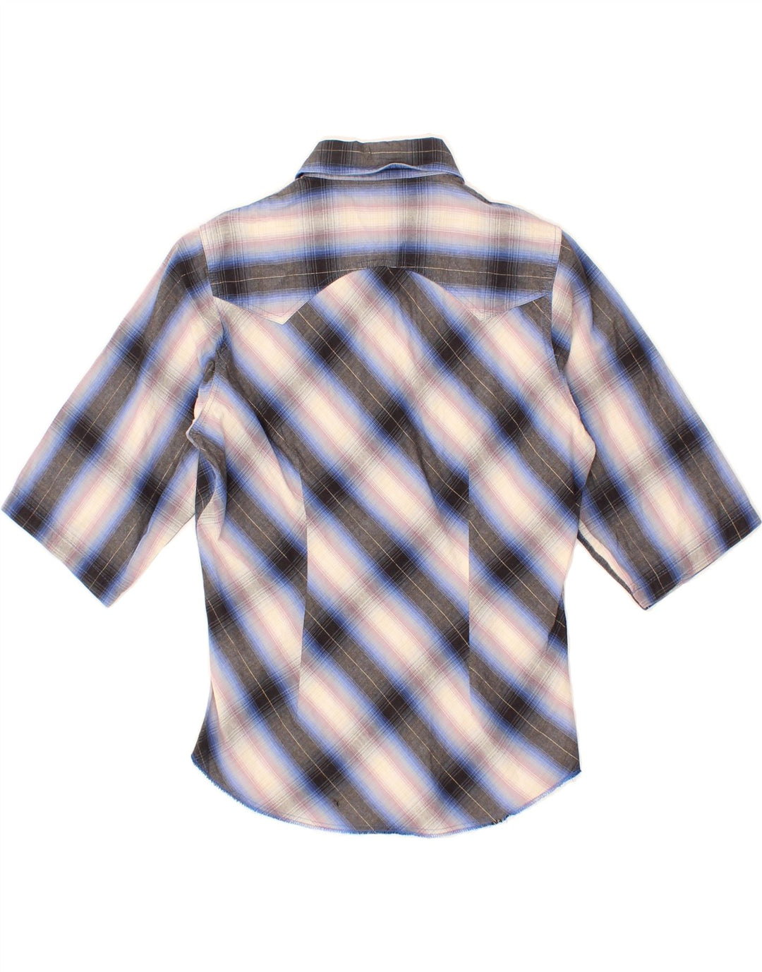 LEE Womens Short Sleeve Shirt UK 12 Medium Blue Check Cotton Vintage Lee and Second-Hand Lee from Messina Hembry 