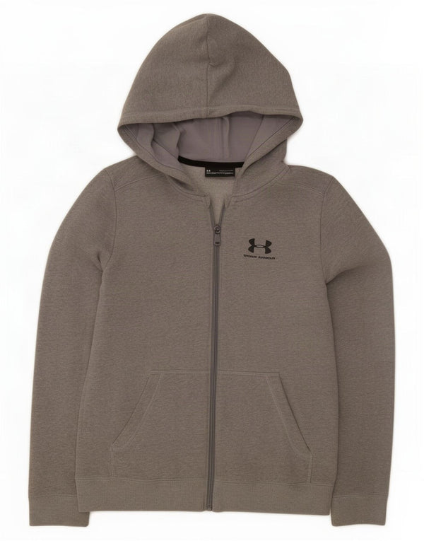 Свитер с капюшоном на молнии для мальчиков Under Armour, 13–14 лет, серый хлопок, размер XL